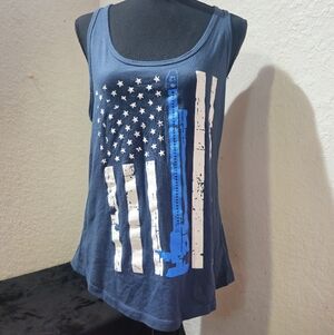 Next Level Apparel Navy Blue American Flag Tank Top